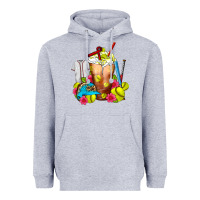 Heather Grey Softball Frappe Coffee Heavyweight Hoodie - FaDigitalArtStudio