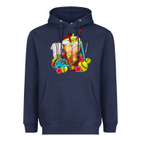 Navy Softball Frappe Coffee Heavyweight Hoodie - FaDigitalArtStudio