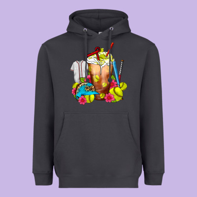 Softball Frappe Coffee Heavyweight Hoodie Designed By Fadigitalartstudio