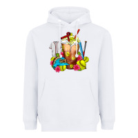 White Softball Frappe Coffee Heavyweight Hoodie - FaDigitalArtStudio