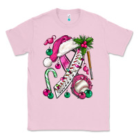 Bubblegum Pink Pink Christmas Breast Cancer Ribbon Baseball Classic Tee - BundleAndBundleShop