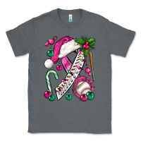 Charcoal Heather Pink Christmas Breast Cancer Ribbon Baseball Classic Tee - BundleAndBundleShop
