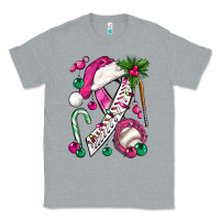 Heather Grey Pink Christmas Breast Cancer Ribbon Baseball Classic Tee - BundleAndBundleShop
