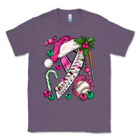 Lavender Pink Christmas Breast Cancer Ribbon Baseball Classic Tee - BundleAndBundleShop