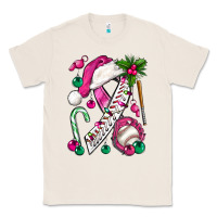 Natural Pink Christmas Breast Cancer Ribbon Baseball Classic Tee - BundleAndBundleShop
