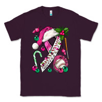 Plum Pink Christmas Breast Cancer Ribbon Baseball Classic Tee - BundleAndBundleShop