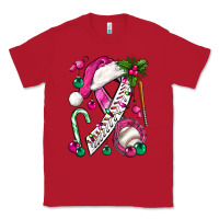 Red Pink Christmas Breast Cancer Ribbon Baseball Classic Tee - BundleAndBundleShop