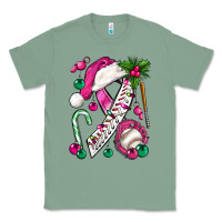 Sage Pink Christmas Breast Cancer Ribbon Baseball Classic Tee - BundleAndBundleShop