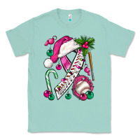 Seafoam Pink Christmas Breast Cancer Ribbon Baseball Classic Tee - BundleAndBundleShop