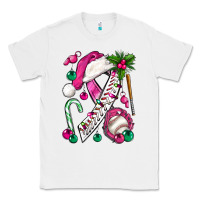 White Pink Christmas Breast Cancer Ribbon Baseball Classic Tee - BundleAndBundleShop