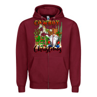Burgundy cowboy christmas gnome Zipper Hoodie - CowGirlArtShop