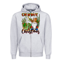 Heather Grey cowboy christmas gnome Zipper Hoodie - CowGirlArtShop
