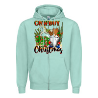 Seafoam cowboy christmas gnome Zipper Hoodie - CowGirlArtShop