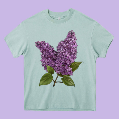 Purple Lilac Flower Illustrations Heavy Core Tee Designed By Lillyallendesigns