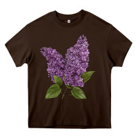 Chocolate Brown Purple Lilac Flower Illustrations Heavy Core Tee - LillyAllenDesigns