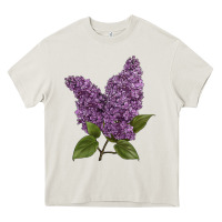 Cream Purple Lilac Flower Illustrations Heavy Core Tee - LillyAllenDesigns