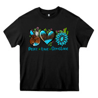 Black peace love  gemstone Heavy Core Tee - AdoDesignShop