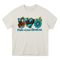Cream peace love  gemstone Heavy Core Tee - AdoDesignShop