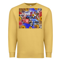 Antique Gold Fourth Of July Sunflowers Truck Premium Sweatshirt - FaDigitalArtStudio