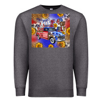 Charcoal Heather Fourth Of July Sunflowers Truck Premium Sweatshirt - FaDigitalArtStudio