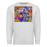 Dove Grey Fourth Of July Sunflowers Truck Premium Sweatshirt - FaDigitalArtStudio