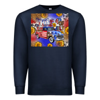 Navy Fourth Of July Sunflowers Truck Premium Sweatshirt - FaDigitalArtStudio