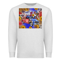 Oatmeal Heather Fourth Of July Sunflowers Truck Premium Sweatshirt - FaDigitalArtStudio