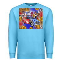 Ocean Blue Fourth Of July Sunflowers Truck Premium Sweatshirt - FaDigitalArtStudio