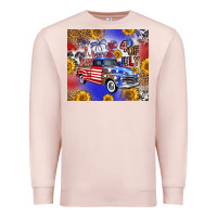 Pale Pink Fourth Of July Sunflowers Truck Premium Sweatshirt - FaDigitalArtStudio