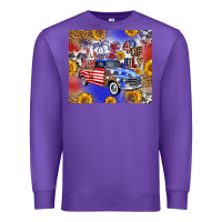 Purple Fourth Of July Sunflowers Truck Premium Sweatshirt - FaDigitalArtStudio