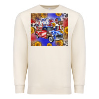 Sandshell Fourth Of July Sunflowers Truck Premium Sweatshirt - FaDigitalArtStudio