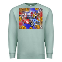 Seafoam Fourth Of July Sunflowers Truck Premium Sweatshirt - FaDigitalArtStudio