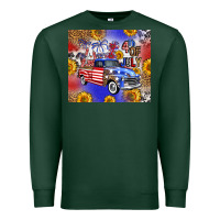 Sports Green Fourth Of July Sunflowers Truck Premium Sweatshirt - FaDigitalArtStudio