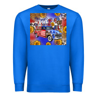 True Royal Fourth Of July Sunflowers Truck Premium Sweatshirt - FaDigitalArtStudio