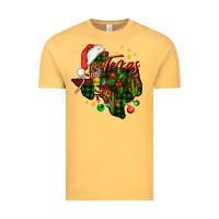 Vintage Mustard Christmas Western Texas Map Vintage Tee - BundleAndBundleShop