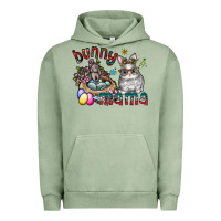 Pigment Oil Green Bunny mama Urban Hoodie - CowhideDigitalArt