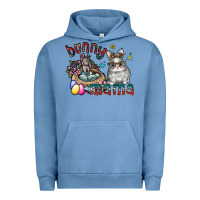 Pigment Pebble Blue Bunny mama Urban Hoodie - CowhideDigitalArt