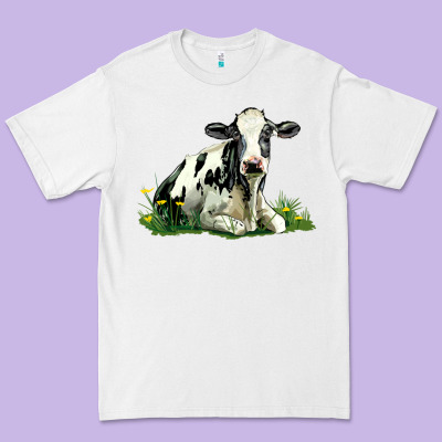 Holstein Cow Sitting Premium Tee Designed By Lillyallendesigns