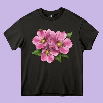 Wild Prairie Rose Illustrations Heavy Core Tee Designed By Lillyallendesigns