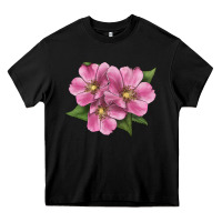 Black Wild Prairie Rose Illustrations Heavy Core Tee - LillyAllenDesigns