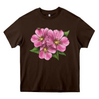 Chocolate Brown Wild Prairie Rose Illustrations Heavy Core Tee - LillyAllenDesigns