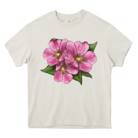 Cream Wild Prairie Rose Illustrations Heavy Core Tee - LillyAllenDesigns