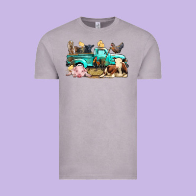 Farm Animals Truck Vintage Tee Designed By Bundleandbundleshop