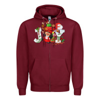Burgundy christmas joy girl gnome Zipper Hoodie - CowGirlArtShop