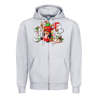 Heather Grey christmas joy girl gnome Zipper Hoodie - CowGirlArtShop