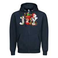 Navy christmas joy girl gnome Zipper Hoodie - CowGirlArtShop