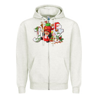 Oatmeal Heather christmas joy girl gnome Zipper Hoodie - CowGirlArtShop