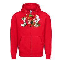 Red christmas joy girl gnome Zipper Hoodie - CowGirlArtShop