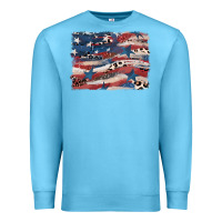 Ocean Blue Leopard glitter American flag Premium Sweatshirt - FaDigitalArtStudio