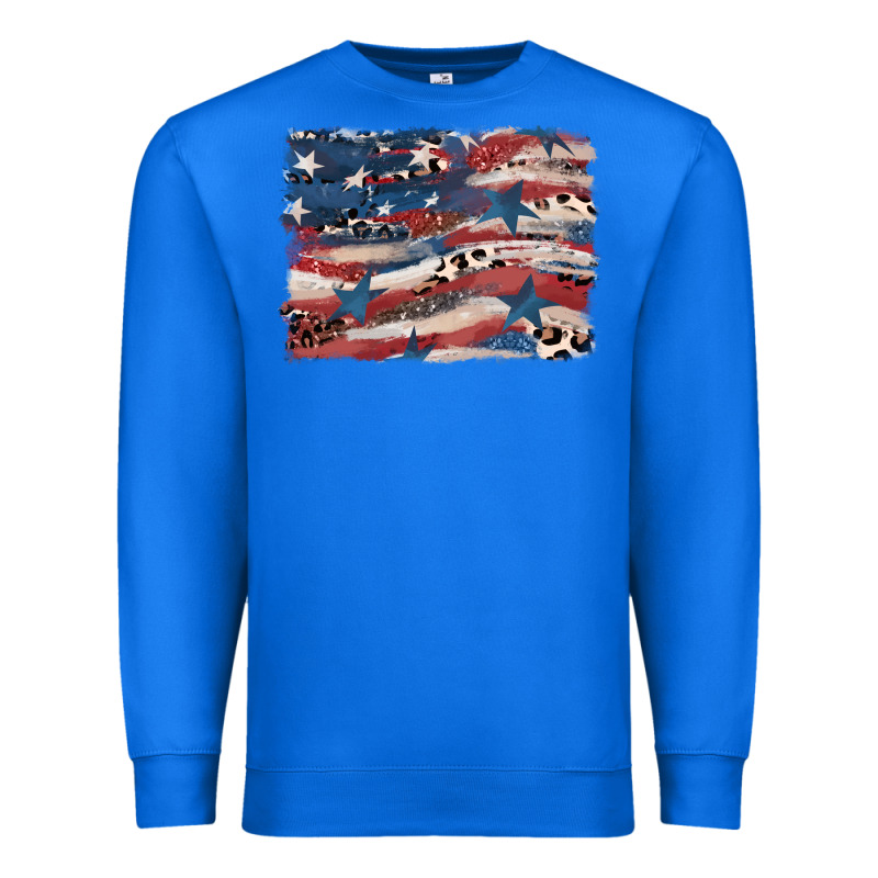Leopard Glitter American Flag Premium Sweatshirt by FaDigitalArtStudio | Teevron